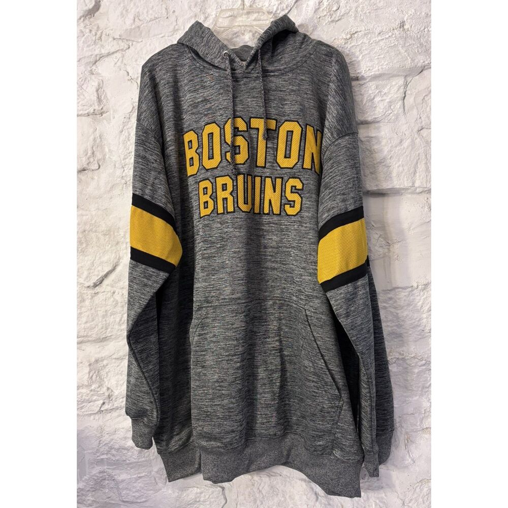 Fanatics Boston Bruins NHL Hoodie 4XLT Gray Double Block Sleeve Stripe Fancore